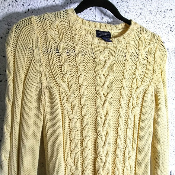 American Eagle Small Yellow Crew Neck Sweater - Picture 2 of 8